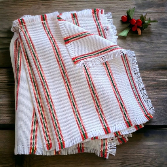 Set of 6 Vintage Handwoven Christmas Placemats 19"x13" - Picture 2 of 8